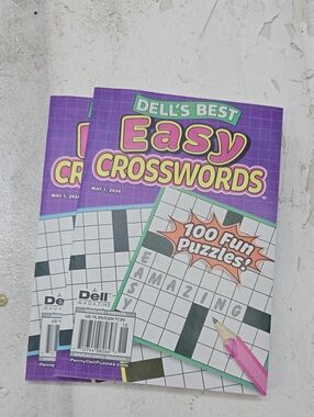 Dell Easy Crosswords Puzzle Book - Purple and Pink Accents